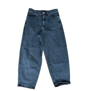 Express Balloon Leg super high rise black denim wide leg jeans dark denim